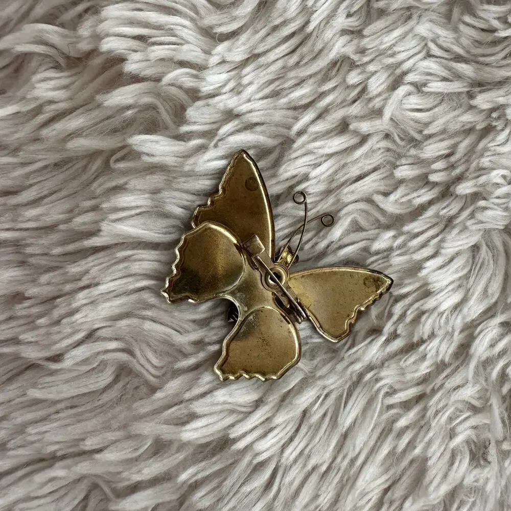 Vintage rainbow glitter butterfly pin, butterfly brooch, purple butterfly pin